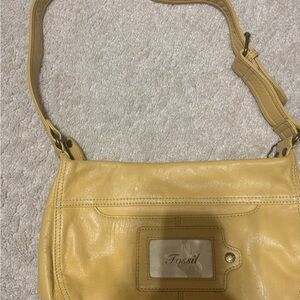 Fossil Mustard Leather Shoulder Bag
